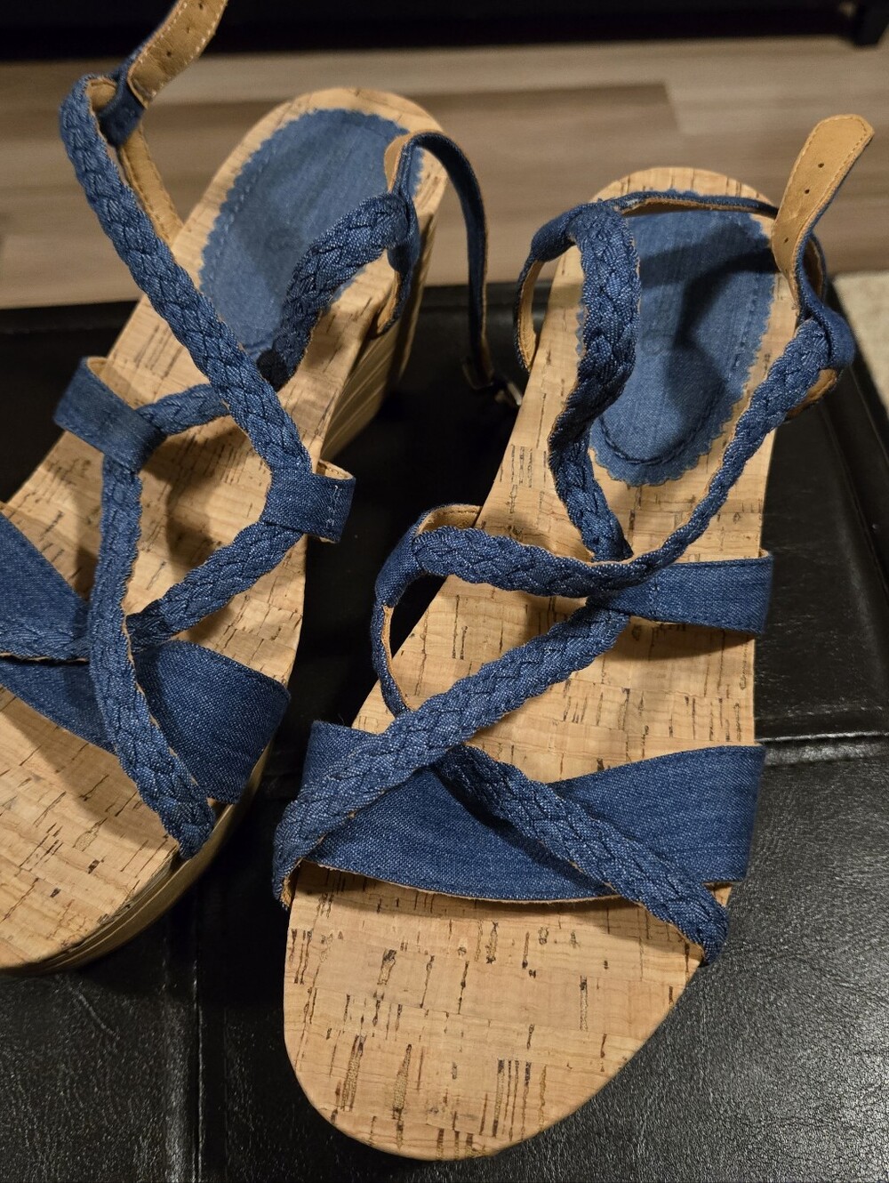 Blue Denim Material Strap Sandal - Picture 3 of 4